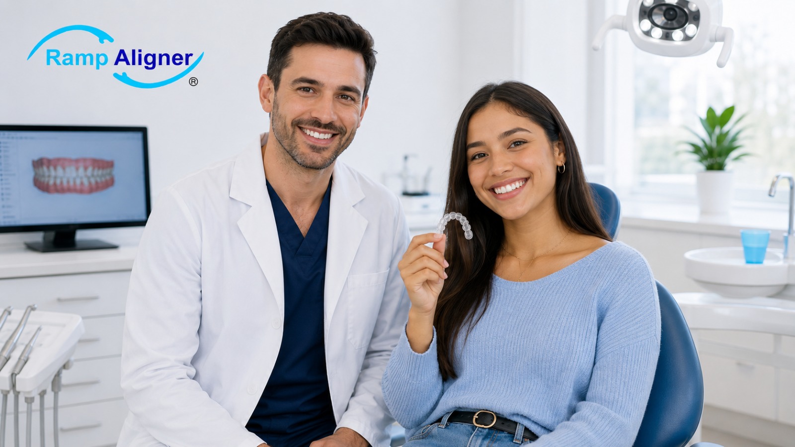 Especialista y paciente con alineadores Ramp Aligner